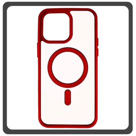 Θήκη Πλάτης - Back Cover, Silicone Σιλικόνη Frosted Edge Macaroon Magnetic Case Red Κόκκινο For iPhone 13 Pro