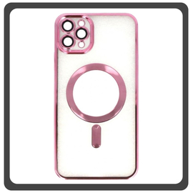Θήκη Πλάτης - Back Cover, Silicone Σιλικόνη Pattern Plated Magnetic Case Pink Ροζ For iPhone 12 Pro Max