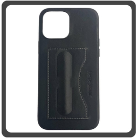 Θήκη Πλάτης - Back Cover Silicone Σιλικόνη Leather Δερματίνη Minimalist Plug-in Support Case Black Μαύρο For iPhone 11 Pro Max