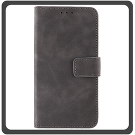 Θήκη Book, Leather Δερματίνη Flap Wallet Case with Clasp Gray Γκρι For iPhone 12 Mini