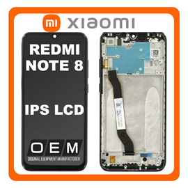 OEM HQ Xiaomi Redmi Note 8 , Note8 (M1908C3JH, M1908C3JG, M1908C3JI) IPS LCD Display Assembly Screen Οθόνη + Touch Screen Digitizer Μηχανισμός Αφής + Frame Bezel Πλαίσιο Σασί Black Μαύρο (Grade AAA+++)