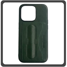 Θήκη Πλάτης - Back Cover, Silicone Σιλικόνη Δερματίνη Leather Minimalist Plug-in Support Case Green Πράσινη For iPhone 12 Pro Max