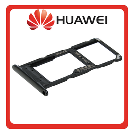 Γνήσια Original Huawei P smart 2019  (POT-L21 POT-LX1) SIM Card Tray + Micro SD Tray Midnight Black Μαύρο 51661KQC (Service Pack By Huawei)