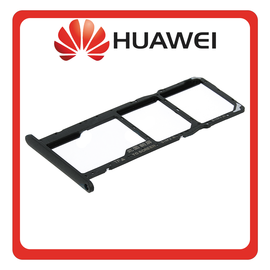 HQ OEM Συμβατό Με Huawei Y5 (2019) (AMN-LX9, AMN-LX1) SIM Card Tray + Micro SD Tray Υποδοχέας Βάση Θήκη Κάρτας SIM Modern Black Μαύρο (Grade AAA)