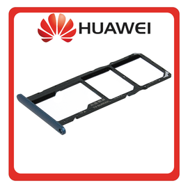 HQ OEM Συμβατό Με Huawei Y5 (2019) (AMN-LX9, AMN-LX1) SIM Card Tray + Micro SD Tray Υποδοχέας Βάση Θήκη Κάρτας SIM Sapphire Blue Μπλε (Grade AAA)