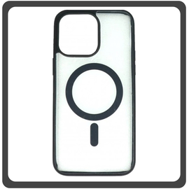 Θήκη Πλάτης - Back Cover, Silicone Σιλικόνη Frosted Edge Macaroon Magnetic Case Black Μαύρο For iPhone 12 / 12 Pro