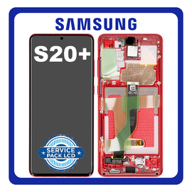 Γνήσια Original Samsung Galaxy S20+ Plus , (SM-G986, G985, G986) Dynamic AMOLED Οθόνη LCD Display Screen + Touch Screen DIgitizer Μηχανισμός Αφής + Frame Πλαίσιο GH82-22134G Red (Service Pack)