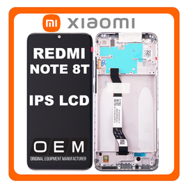 HQ OEM Xiaomi Redmi Note 8T (M1908C3XG) IPS LCD Display Assembly Screen Οθόνη + Touch Screen Digitizer Μηχανισμός Αφής + Frame Bezel Πλαίσιο Σασί Moonlight White Άσπρο (Premium A+)