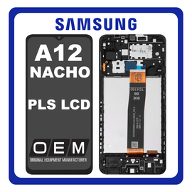 HQ OEM Συμβατό Με Samsung Galaxy A12 NACHO (SM-A127F/DSN, SM-A127F/DS) PLS LCD Οθόνη + Touch Screen Digitizer Μηχανισμός Αφής + Frame Bezel Πλαίσιο Σασί Black Μαύρο (Grade AAA)