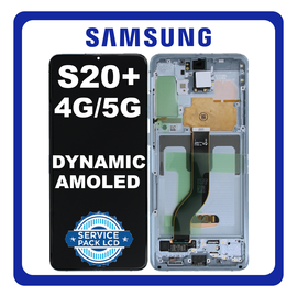 Γνήσια Original Samsung Galaxy S20 4G (SM-G980), S20 5G (SM-G981) Dynamic AMOLED 2X LCD Display Assembly Screen Οθόνη + Touch Screen Digitizer Μηχανισμός Αφής + Frame Bezel Πλαίσιο Cloud Blue Μπλε GH82-31441D / GH82-31445D No Camera (Service Pack By Samsung)