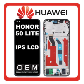 HQ OEM Συμβατό Με Huawei Honor 50 Lite (NTN-L22), IPS LCD Display Screen Assembly Οθόνη + Touch Screen Digitizer Μηχανισμός Αφής + Frame Bezel Πλαίσιο Σασί Deep Sea Blue Μπλε (Premium A+)