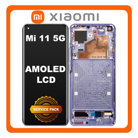 Γνήσια Original Xiaomi Mi 11 5G (M2011K2C, M2011K2G) AMOLED LCD Display Screen Assembly Οθόνη + Touch Screen Digitizer Μηχανισμός Αφής + Frame Bezel Πλαίσιο Σασί Violet Βιολετί 56000600K200 (Service Pack By Xiaomi)
