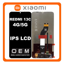 HQ OEM Συμβατό Με Xiaomi Redmi 13C 4G (23100RN82L, 23106RN0DA) / Redmi 13C 5G (23124RN87G, 23124RN87I) IPS LCD Display Screen Assembly Οθόνη + Touch Screen Digitizer Μηχανισμός Αφής Black Μαύρο (Premium A+)
