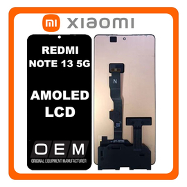 HQ OEM Συμβατό Με Xiaomi Redmi Note 13 5G (2312DRAABC, 2312DRAABI, 2312DRAABG​), AMOLED LCD Display Screen Assembly Οθόνη + Touch Screen Digitizer Μηχανισμός Αφής Black Μαύρο (Premium A+)