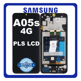 Γνήσια Original Samsung Galaxy A05s 4G (SM-A057F, SM-A057F/DS) PLS LCD Display Screen Assembly Οθόνη + Touch Screen Digitizer Μηχανισμός Αφής + Frame Bezel Πλαίσιο Σασί Black Μαύρο GH81-24364A / GH81-24365A (Serice Pack By Samsung)