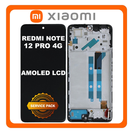 Γνήσια Original Xiaomi Redmi Note 12 Pro 4G (‎2209116AG, 2209116AG) AMOLED LCD Display Screen Assembly Οθόνη + Touch Screen Digitizer Μηχανισμός Αφής + Frame Bezel Πλαίσιο Σασί Graphite Gray Μαύρο 5600010K6A00 (Service Pack By Xiaomi)