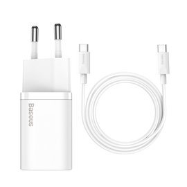Network Charger Baseus Super si, 25w, pd Cable, White - 40417