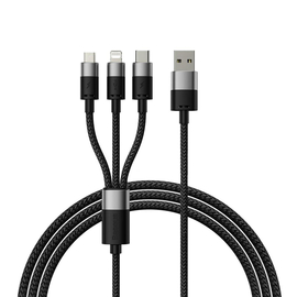 Charging Cable Baseus Starspeed, 3in1, Micro Usb, Lightning, Type-c, 0.6m, Black - 40439