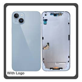 iPhone 14 Plus, iPhone 14+ (A2886, A2632) Rear Back Battery Cover Middle Frame + Housing Πίσω Κάλυμμα Καπάκι Πλάτη Μπαταρίας - Σασί + Camera Lens Τζαμάκι Κάμερας + Side Keys Πλαινά πλήκτρα  + Sim Tray Θήκη Κάρτας Blue Μπλε (Ref By Apple)