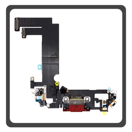 HQ OEM Συμβατό Με Apple iPhone 12 Mini (A2399, A176) Charging Dock Connector Flex Καλωδιοταινία Κονέκτορας Φόρτισης + Microphone Μικρόφωνο Red Κόκκινο (Premium A+)