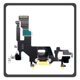 HQ OEM Συμβατό Με Apple iPhone 11 (A2221, A2111) Charging Dock Connector Lightning Flex Καλωδιοταινία Κονέκτορας Φόρτισης + Microphone Μικρόφωνο Yellow Κίτρινο (Premium A+)