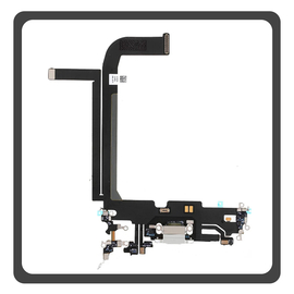 HQ OEM Συμβατό Με Apple iPhone 13 Pro (A2638, A2483) Charging Dock Connector Lightning Flex Καλωδιοταινία Κονέκτορας Φόρτισης + Microphone Μικρόφωνο White Άσπρο (Premium A+)