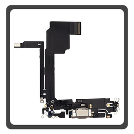 Γνήσια Original For Apple iPhone 15 Pro Max (A2849, A3105) Charging Dock Connector Lightning Flex Καλωδιοταινία Κονέκτορας Φόρτισης + Microphone Μικρόφωνο Gray Γκρι Pulled