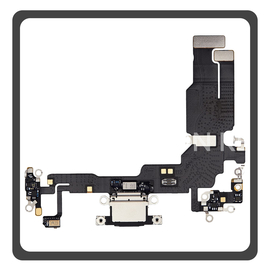 Γνήσια Original For Apple iPhone 15, iPhone15 (A3090, A2846) Charging Dock Connector Lightning Flex Καλωδιοταινία Κονέκτορας Φόρτισης + Microphone Μικρόφωνο Black Μαύρο Pulled