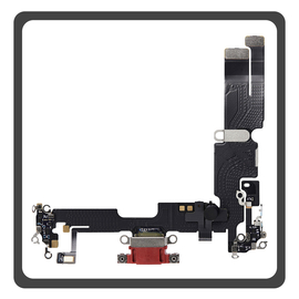 HQ OEM Συμβατό Με Apple iPhone 14+, iPhone 14 Plus (A2886, A2632) Charging Dock Connector Lightning Flex Καλωδιοταινία Κονέκτορας Φόρτισης + Microphone Μικρόφωνο Red Κόκκινο (Premium A+)