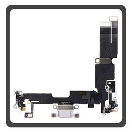 HQ OEM Συμβατό Με Apple iPhone 14+, iPhone 14 Plus (A2886, A2632) Charging Dock Connector Lightning Flex Καλωδιοταινία Κονέκτορας Φόρτισης + Microphone Μικρόφωνο White Άσπρο (Premium A+)