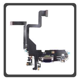 HQ OEM Συμβατό Με Apple iPhone 14 Pro (A2890, A2650) Charging Dock Connector Lightning Flex Καλωδιοταινία Κονέκτορας Φόρτισης + Microphone Μικρόφωνο Purple Μωβ (Premium A+)