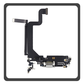 HQ OEM Συμβατό Με Apple iPhone 14 Pro Max (A2894, A2651) Charging Dock Connector Lightning Flex Καλωδιοταινία Κονέκτορας Φόρτισης + Microphone Μικρόφωνο White Άσπρο (Premium A+)