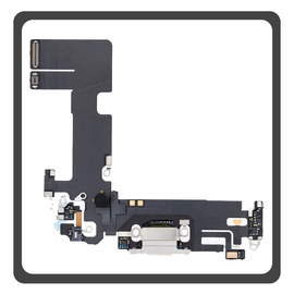 HQ OEM Συμβατό Με Apple iPhone 13 mini (A2628, A2481) Charging Dock Connector Lightning Flex Καλωδιοταινία Κονέκτορας Φόρτισης + Microphone Μικρόφωνο White Άσπρο (Premium A+)