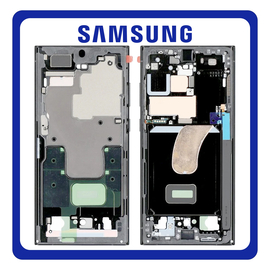 Γνήσια Original Samsung Galaxy S23 Ultra 5G (SM-S918B, SM-S918B/DS) LCD Front Housing LCD Middle Frame Bezel Plate Μεσαίο Πλαίσιο Graphite / Red GH96-15833E (Service Pack By Samsung)
