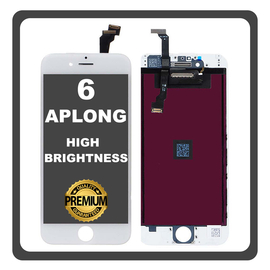 HQ OEM Συμβατό Με Apple iPhone 6, iPhone6 (A1549, A1586) APLONG High Brightness LCD Display Screen Assembly Οθόνη + Touch Screen Digitizer Μηχανισμός Αφής White Άσπρο (Premium A+) (0% Defective Returns)