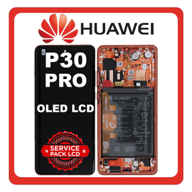 Γνήσια Original Huawei P30 Pro (VOG-L29, VOG-L09), OLED LCD Display Screen Assembly Οθόνη + Touch Screen Digitizer Μηχανισμός Αφής + Frame Bezel Πλαίσιο Σασί + Battery Μπαταρία Amber Sunrise 02355MUP/02355UMS (A Grade Direct from Huawei)