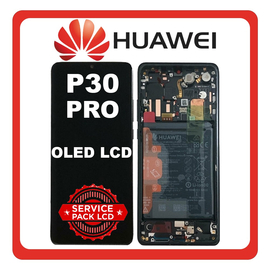 Γνήσια Original Huawei P30 Pro (VOG-L29, VOG-L09), OLED LCD Display Screen Assembly Οθόνη + Touch Screen Digitizer Μηχανισμός Αφής + Frame Bezel Πλαίσιο Σασί + Battery Μπαταρία Aurora Black Μαύρο 02355MUL/02355UMW (A Grade Direct from Huawei)