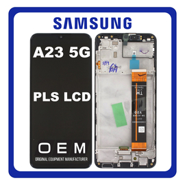 HQ OEM For Samsung Galaxy A23 5G (SM-A236U, SM-A236U1) PLS LCD Display Screen Assembly Οθόνη + Touch Screen Digitizer Μηχανισμός Αφής + Frame Bezel Πλαίσιο Σασί Black Μαύρο (Premium A+)