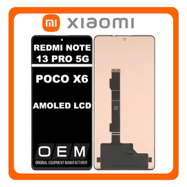 HQ OEM Συμβατό Με Xiaomi Poco X6 (23122PCD1G, 23122PCD1I) / Redmi Note 13 Pro 5G (2312DRA50C, 2312CRAD3C), AMOLED LCD Display Screen Assembly Οθόνη + Touch Screen Digitizer Μηχανισμός Αφής Black Μαύρο (Premium A+)
