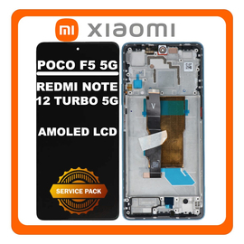 Γνήσια Original Xiaomi Poco F5 5G (23049PCD8G, 23049PCD8I) / Redmi Note 12 Turbo 5G (23049RAD8C) AMOLED LCD Display Screen Assembly Οθόνη + Touch Screen Digitizer Μηχανισμός Αφής + Frame Bezel Πλαίσιο Σασί Green Πράσινο 560003M16T00 (Service Pack By Xiaomi)