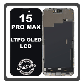 iPhone 15 Pro Max, iPhone 15 ProMax (A2849, A3105) LTPO Super Retina XDR OLED ​LCD Display Screen Assembly Οθόνη + Touch Screen Digitizer Μηχανισμός Αφής Black Μαύρο (Ref By Apple)​ (0% Defective Returns)