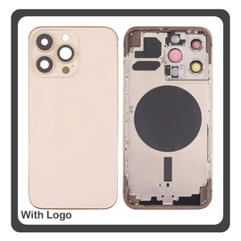 iPhone 13 Pro, iPhone 13Pro (A2638, A2483) Rear Back Battery Cover Middle Frame- Housing Πίσω Κάλυμμα Καπάκι Πλάτη Μπαταρίας - Σασί + Camera Lens Τζαμάκι Κάμερας + Side Keys Πλαϊνά πλήκτρα  + Sim Tray Θήκη Κάρτας Gold Χρυσό (Ref By Apple)