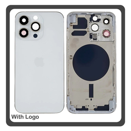 iPhone 13 Pro, iPhone 13Pro (A2638, A2483) Rear Back Battery Cover Middle Frame- Housing Πίσω Κάλυμμα Καπάκι Πλάτη Μπαταρίας - Σασί + Camera Lens Τζαμάκι Κάμερας + Side Keys Πλαϊνά πλήκτρα  + Sim Tray Θήκη Κάρτας White Άσπρο (Ref By Apple)