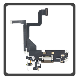 HQ OEM Συμβατό Με Apple iPhone 13 Pro (A2638, A2483) Charging Dock Connector Lightning Flex Καλωδιοταινία Κονέκτορας Φόρτισης + Microphone Μικρόφωνο Gold Χρυσό​ (Premium A+)