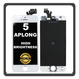 HQ OEM Συμβατό Με Apple iPhone 5 (A1428, A1429) APLONG High Brightness LCD Display Screen Assembly Οθόνη + Touch Screen Digitizer Μηχανισμός Αφής White Άσπρο (Grade AAA) (0% Defective Returns)