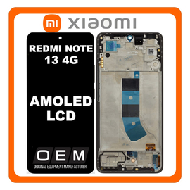 HQ OEM &Sigma;&upsilon;&mu;&beta;&alpha;&tau;ό &Mu;&epsilon; Xiaomi Redmi Note 13 4G (23129RAA4G, 23124RA7EO) AMOLED LCD Display Screen Assembly &Omicron;&theta;ό&nu;&eta; + Touch Screen Digitizer &Mu;&eta;&chi;&alpha;&nu;&iota;&sigma;&mu;ό&sigmaf; &Alpha;&phi;ή&sigmaf; + Frame Bezel &Pi;&lambda;&alpha;ί&sigma;&iota;&omicron; &Sigma;&alpha;&sigma;ί Black &Mu;&alpha;ύ&rho;&omicron; (Premium A+)
