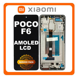 Γνήσια Original Xiaomi Poco F6 5G (24069PC21G) AMOLED LCD Display Screen Assembly Οθόνη + Touch Screen Digitizer Μηχανισμός Αφής + Frame Bezel Πλαίσιο Σασί Black Μαύρο 5600040N16T00 (Service Pack By Xiaomi)