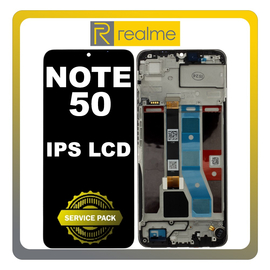 Γνήσια Original Realme Note 50 (RMX3834) IPS LCD Display Screen Assembly Οθόνη + Touch Screen Digitizer Μηχανισμός Αφής + Frame Bezel Πλαίσιο Σασί Black Μαύρο 57983123458 (Service Pack By Realme)
