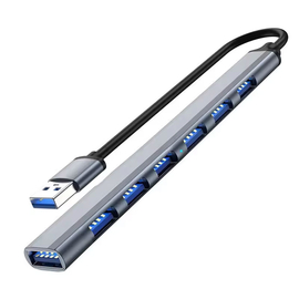 Usb hub Detech, 7 Ports, usb to 7xusb3.0, Gray - 17848