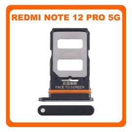 Γνήσια Original Xiaomi Redmi Note 12 Pro 5G (22101316C, 22101316I) SIM Card Tray Υποδοχέας Βάση Θήκη Κάρτας SIM Onyx Black Μαύρο (Service Pack By Xiaomi)